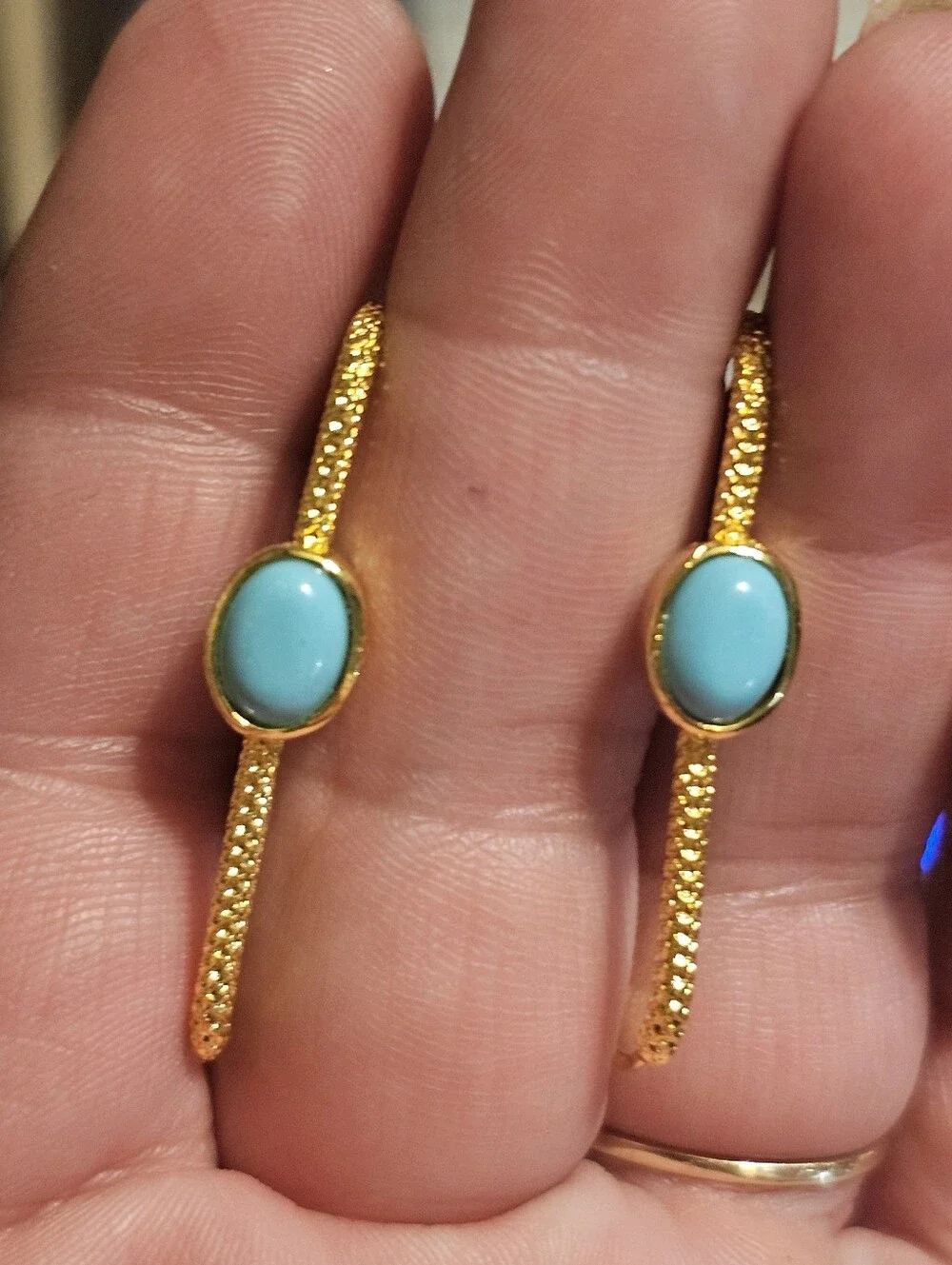 Gold Tone Turquoise Earrings